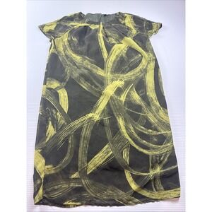 Stile Benetton Short Dress striking graphic brushstroke Yellow Gray Size S